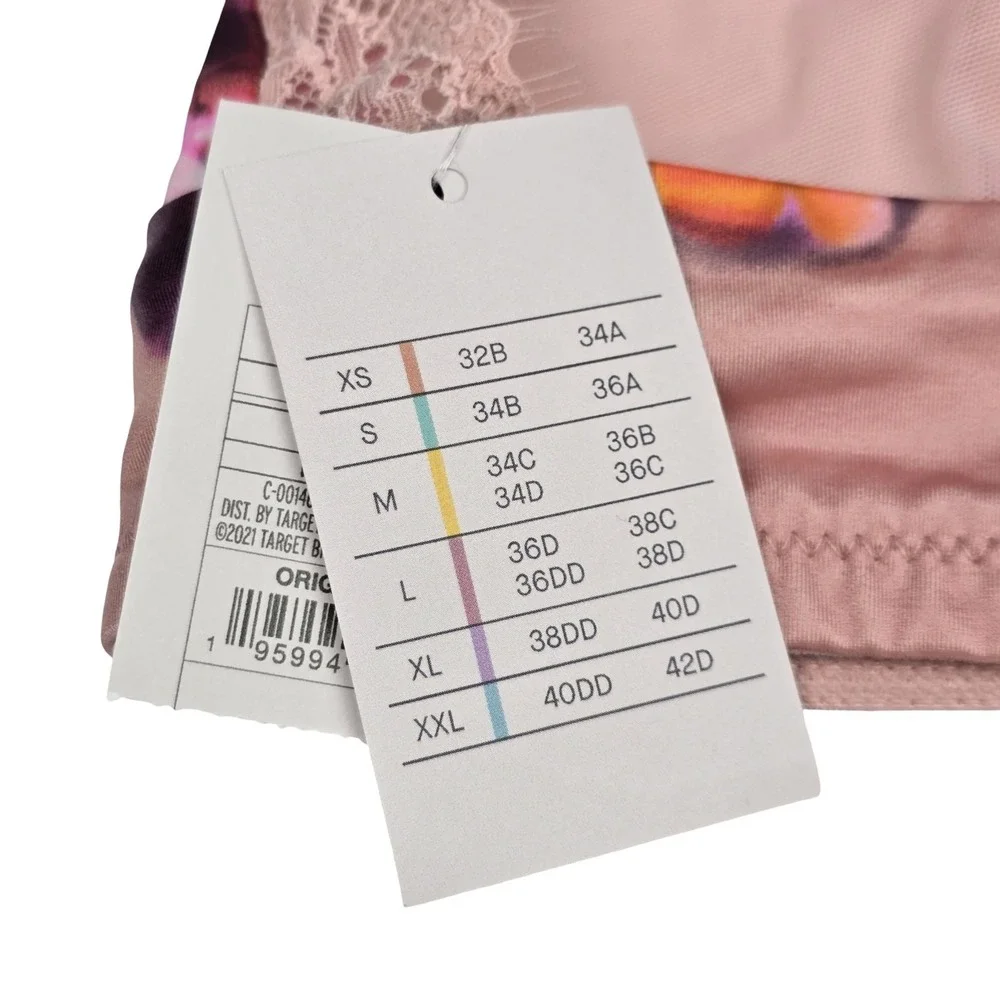 Auden Unlined Bralette M Rose Pink Floral Lace Wireless Bra NWT